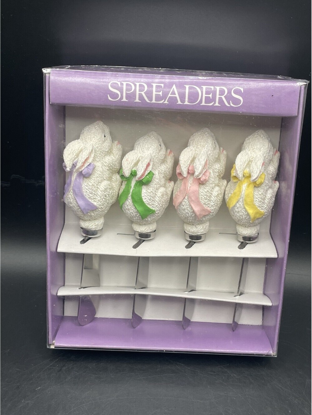 Vtg Boston Warehouse Easter Bunny Cheese Spreaders set of 4